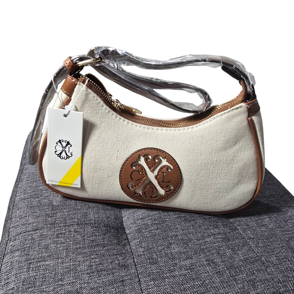 Christian Lacroix CXL Iris CXL Logo Natural Cognac Shoulder Bag NWT